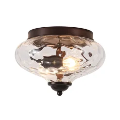 2-light Hammered Glass Flush Mount Ceiling Light