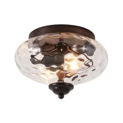 2-light Hammered Glass Flush Mount Ceiling Light