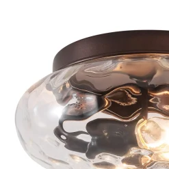 2-light Hammered Glass Flush Mount Ceiling Light