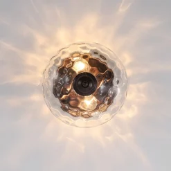 2-light Hammered Glass Flush Mount Ceiling Light