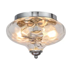 2-light Hammered Glass Flush Mount Ceiling Light