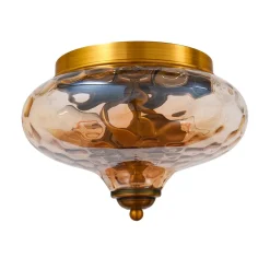 2-light Hammered Glass Flush Mount Ceiling Light