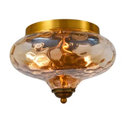 2-light Hammered Glass Flush Mount Ceiling Light