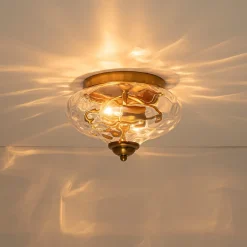 2-light Hammered Glass Flush Mount Ceiling Light