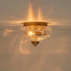 2-light Hammered Glass Flush Mount Ceiling Light