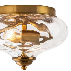 2-light Hammered Glass Flush Mount Ceiling Light