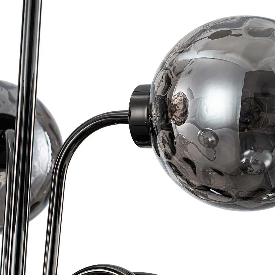 9-Light Hammered Smoked Glass Bubble Black Sputnik Chandelier