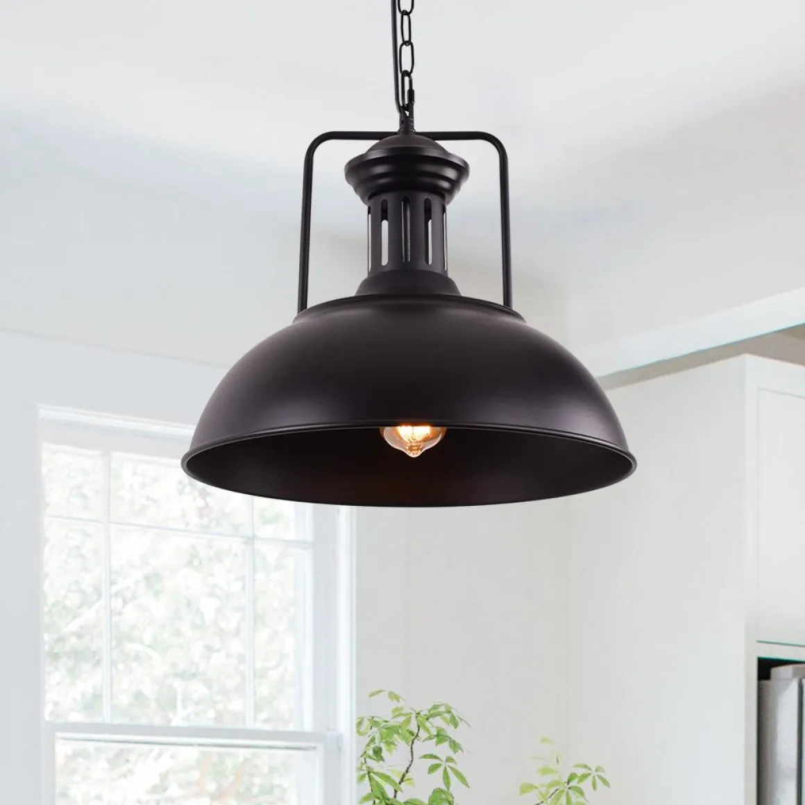 1-Light Industrial Dome Pendant Light