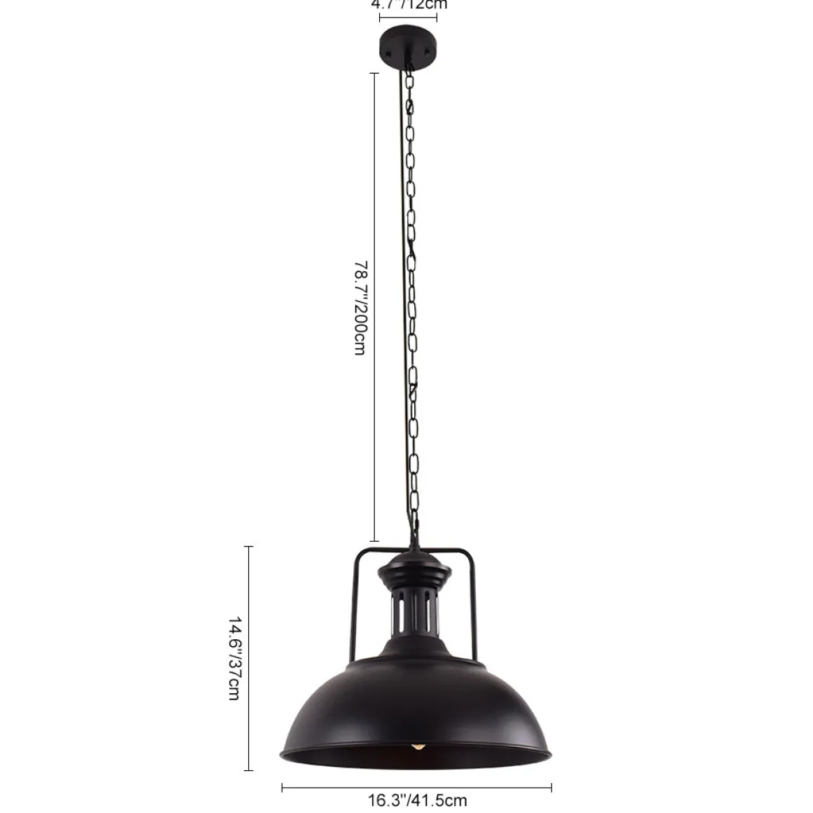 1-Light Industrial Dome Pendant Light