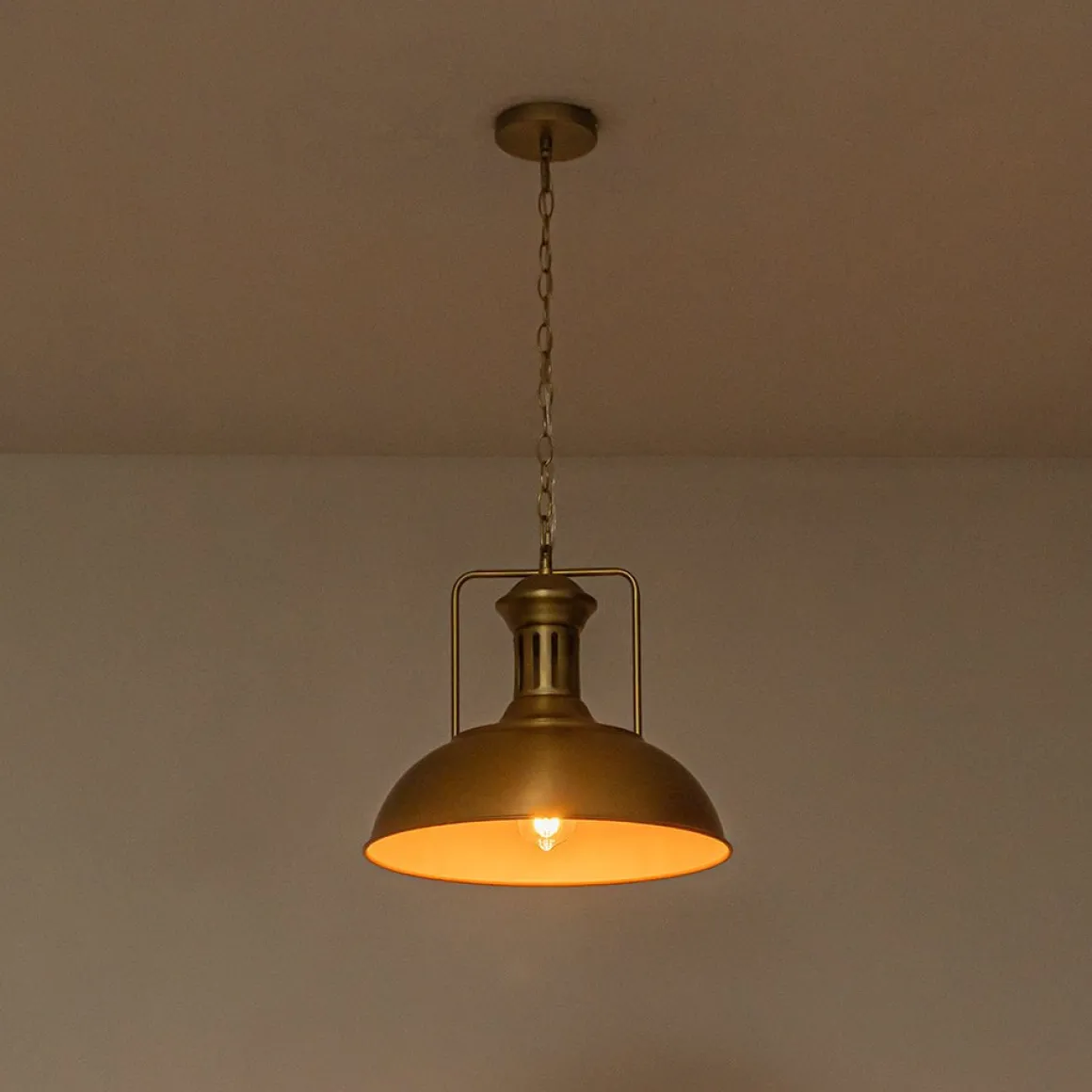 1-Light Industrial Dome Pendant Light