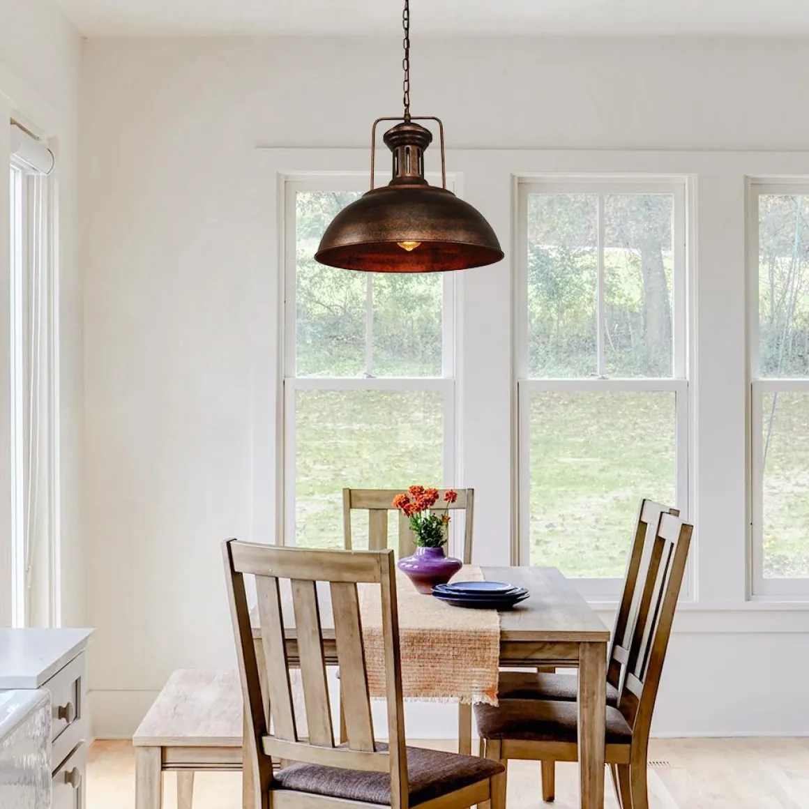 1-Light Industrial Dome Pendant Light