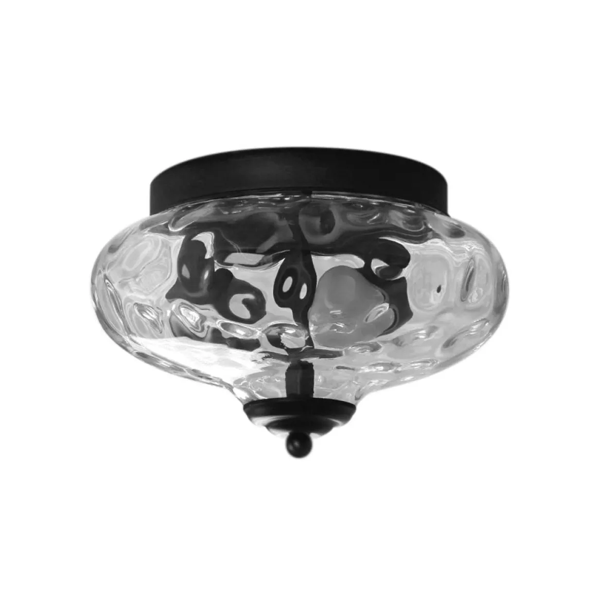 2-light Industrial Glass Flush Mount Light
