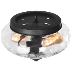 2-light Industrial Glass Flush Mount Light