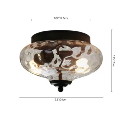 2-light Industrial Glass Flush Mount Light