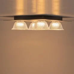 4-Light Iridescent Glass Bell LED Square Semi Flush Mount