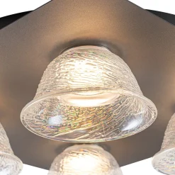 4-Light Iridescent Glass Bell LED Square Semi Flush Mount