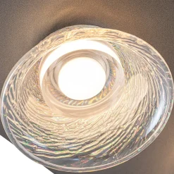 4-Light Iridescent Glass Bell LED Square Semi Flush Mount
