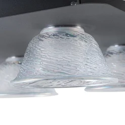 4-Light Iridescent Glass Bell LED Square Semi Flush Mount
