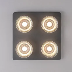 4-Light Iridescent Glass Bell LED Square Semi Flush Mount