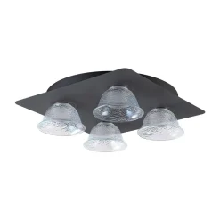4-Light Iridescent Glass Bell LED Square Semi Flush Mount