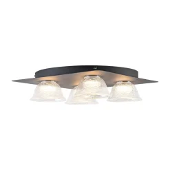 4-Light Iridescent Glass Bell LED Square Semi Flush Mount