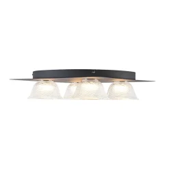 4-Light Iridescent Glass Bell LED Square Semi Flush Mount