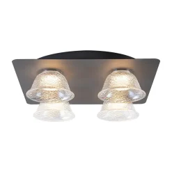 4-Light Iridescent Glass Bell LED Square Semi Flush Mount