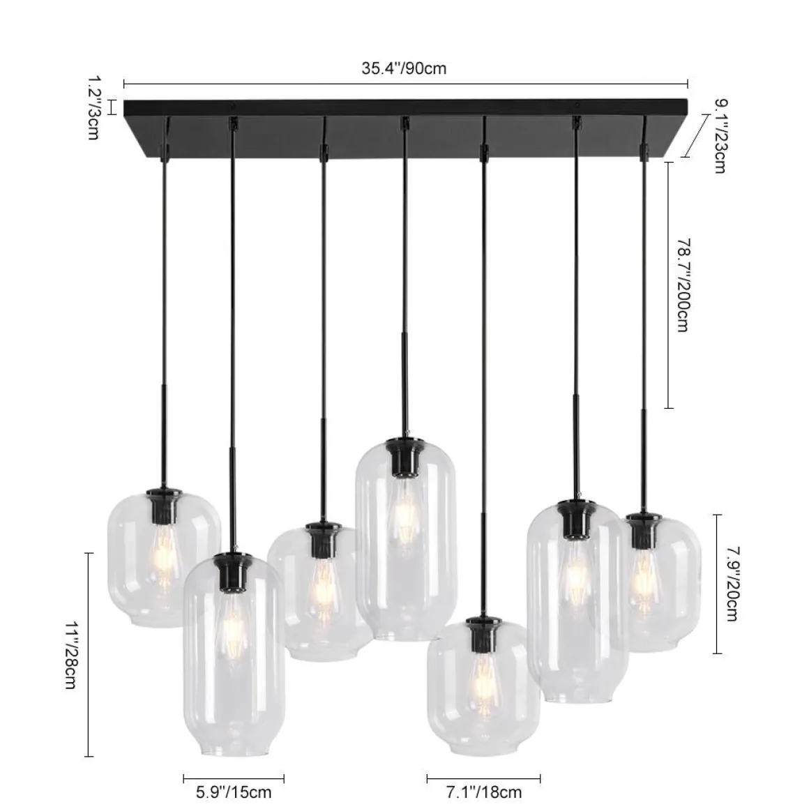7-light Kitchen Island Cluster Pendant Chandelier