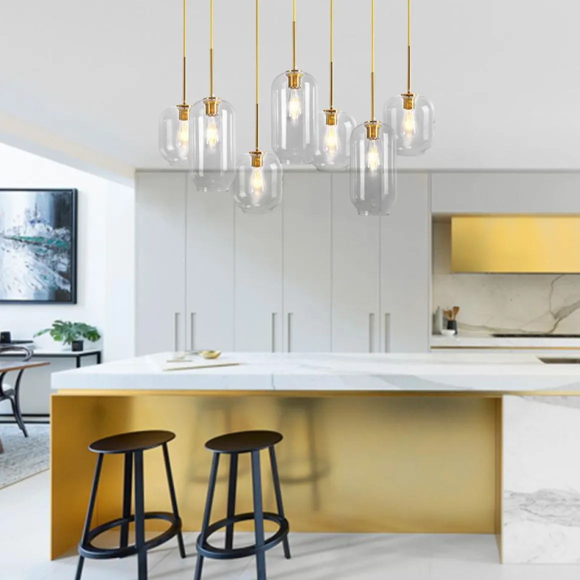 7-light Kitchen Island Cluster Pendant Chandelier