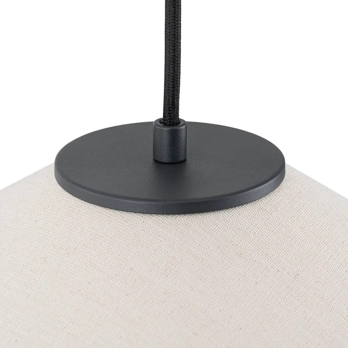 1-Light Large White Linen Shallow Conical Cage Pendant