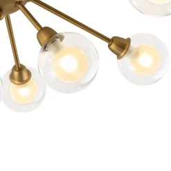 9-Light Layered Glass Bubble Sputnik Semi Flush Chandelier