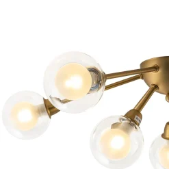 9-Light Layered Glass Bubble Sputnik Semi Flush Chandelier