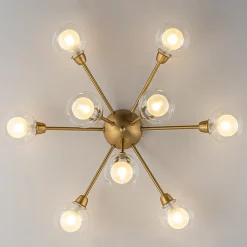 9-Light Layered Glass Bubble Sputnik Semi Flush Chandelier