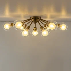 9-Light Layered Glass Bubble Sputnik Semi Flush Chandelier