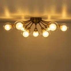 9-Light Layered Glass Bubble Sputnik Semi Flush Chandelier