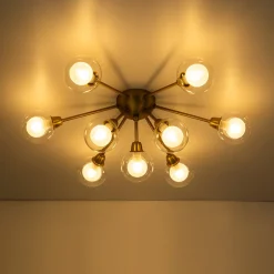 9-Light Layered Glass Bubble Sputnik Semi Flush Chandelier