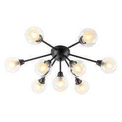 9-Light Layered Glass Bubble Sputnik Semi Flush Chandelier