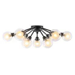 9-Light Layered Glass Bubble Sputnik Semi Flush Chandelier