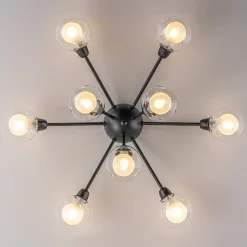 9-Light Layered Glass Bubble Sputnik Semi Flush Chandelier
