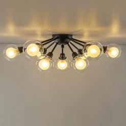 9-Light Layered Glass Bubble Sputnik Semi Flush Chandelier