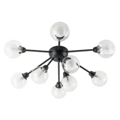 9-Light Layered Glass Bubble Sputnik Semi Flush Chandelier