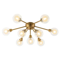 9-Light Layered Glass Bubble Sputnik Semi Flush Chandelier