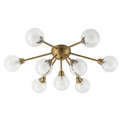 9-Light Layered Glass Bubble Sputnik Semi Flush Chandelier