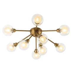 9-Light Layered Glass Bubble Sputnik Semi Flush Chandelier