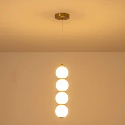 4-Light LED Frosted Glass Strand Globe Pendant Light