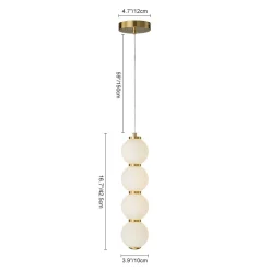 4-Light LED Frosted Glass Strand Globe Pendant Light