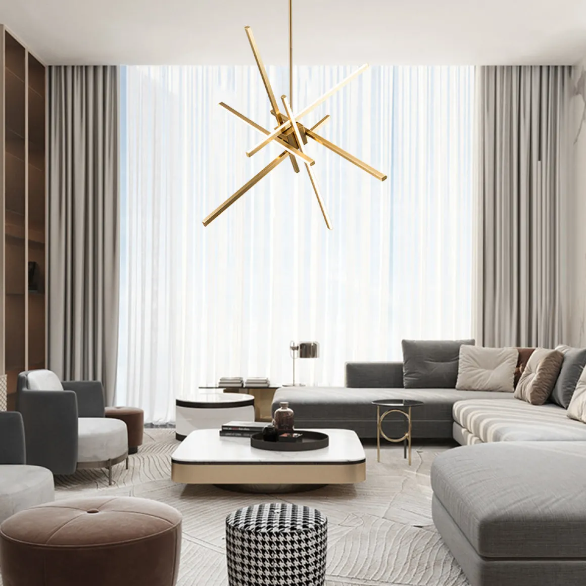 6-Light LED Rod Sputnik Chandelier