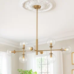8-Light Linear Sputnik Clear Glass Bubble Chandelier