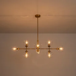 8-Light Linear Sputnik Clear Glass Bubble Chandelier