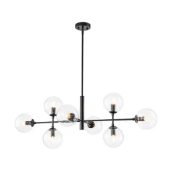 8-Light Linear Sputnik Clear Glass Bubble Chandelier